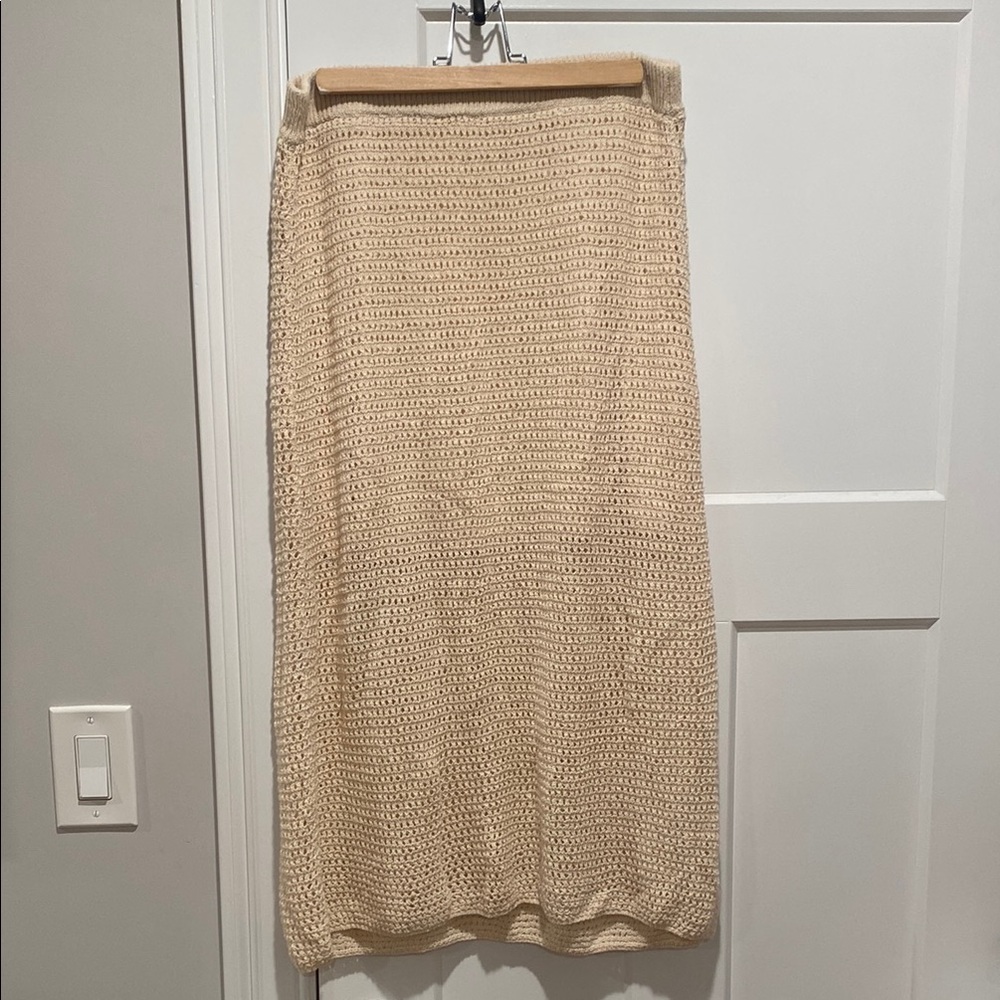 House of Harlow 1960 Cream Smocked Midi Skirt